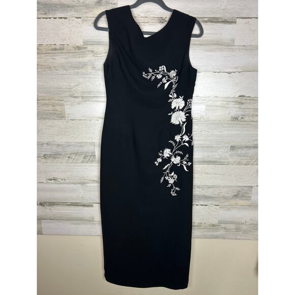 Sarah Spencer womens size 6 Black embroidered maxi cocktail dress lined floral - Picture 1 of 6